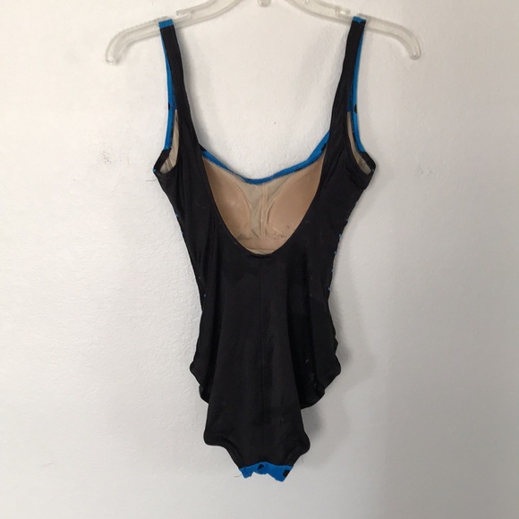 ROSE MARIE REID ONE PIECE SWIMSUIT BLUE & BLACK POLKA DOTS SIZE 10 - Picture 3 of 7